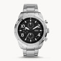 Fossil Bronson Chronograph Black Dial Silver Steel Strap Watch for Men - FS5710