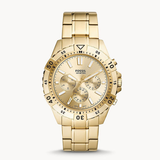 Fossil Garrett Chronograph Gold Dial Gold Steel Strap Watch for Men - FS5772