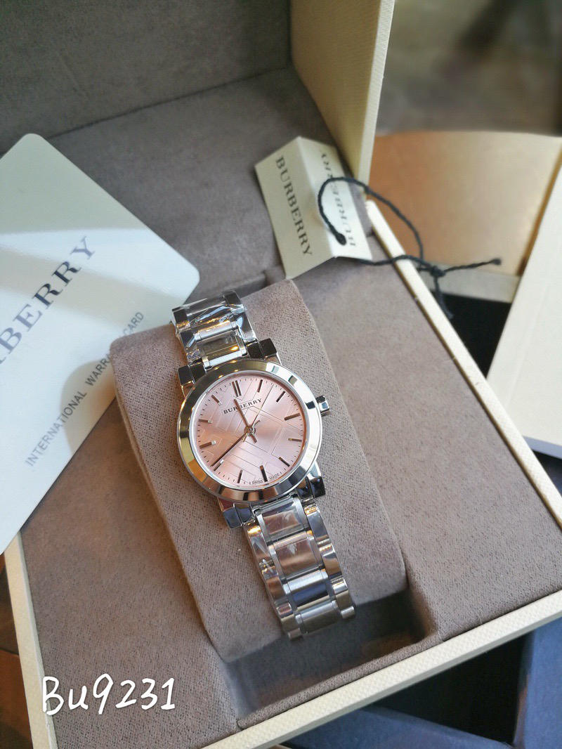 Burberry The City Diamonds Pink Dial Silver Steel Strap Watch for Women - BU9231