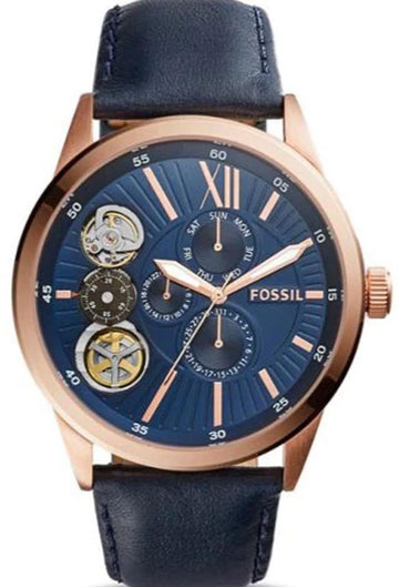 Fossil Flynn Mechanical Blue Dial Blue Leather Strap Watch for Men - BQ2219