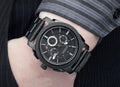 Fossil Machine Chronograph Black Dial Black Steel Strap Watch for Men - FS4552