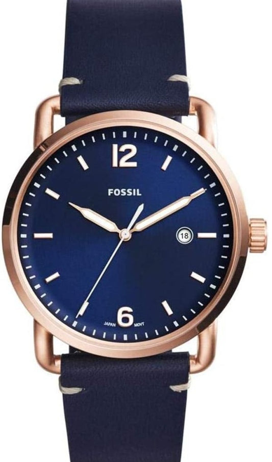 Fossil The Commuter Blue Dial Blue Leather Strap Watch for Men - FS5274