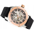 Fossil Modern Machine Automatic Skeleton Silver Dial Black Leather Strap Watch for Men - ME3082