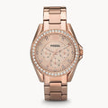 Fossil Stella Rose Gold Dial Rose Gold Steel Strap Watch for Women - ES3590