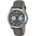 Fossil Grant Chronograph Gunmetal Dial Grey Leather Strap Watch for Men - FS5183