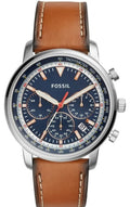 Fossil Goodwin Chronograph Blue Dial Brown Leather Strap Watch for Men - FS5414