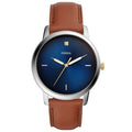 Fossil The Minimalist 3H Blue Dial Brown Leather Strap Watch for Men - FS5499