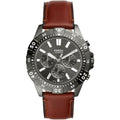 Fossil Garrett Chronograph Grey Dial Brown Leather Strap Watch for Men - FS5770