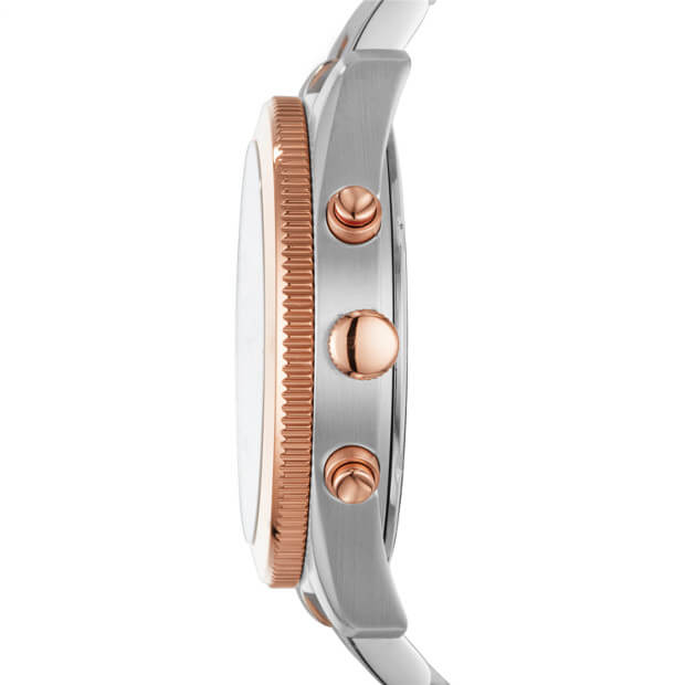 Fossil Perfect Boyfriend Mother of Pearl White Dial Two Tone Steel Strap Watch for Women - ES4135