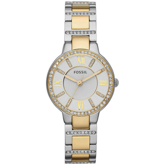 Fossil Virginia Silver Dial Two Tone Steel Strap Watch for Women - ES3503