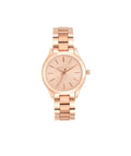 Michael Kors Slim Runway Rose Gold Dial Steel Strap Watch for Women - MK3513