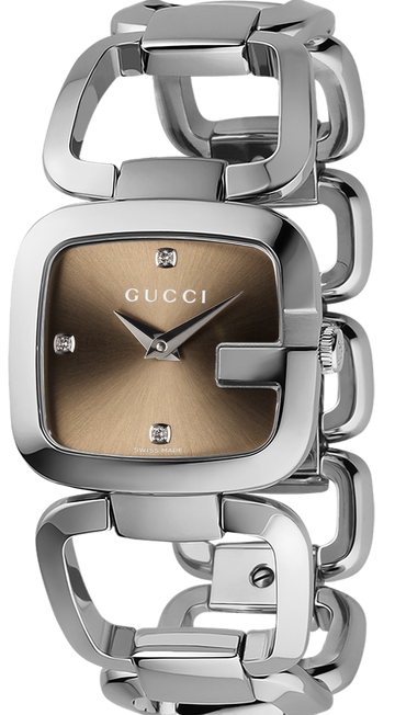 Gucci G Gucci Quartz Brown Dial Silver Steel Strap Watch For Women - YA125401