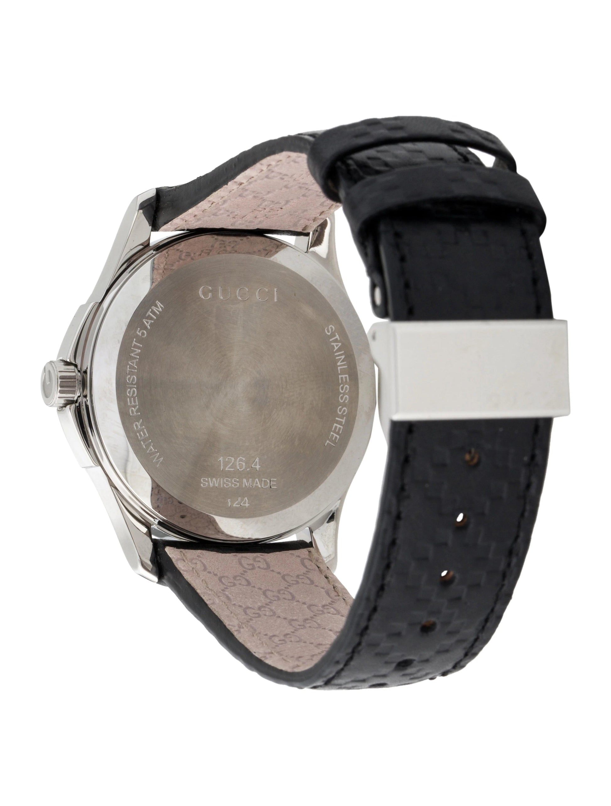 Gucci G Timeless Quartz Black Dial Black Leather Strap Watch for Men - YA126413