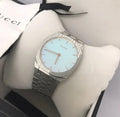 Gucci 25H Quartz Turquoise Dial Silver Steel Strap Watch For Women - YA163409