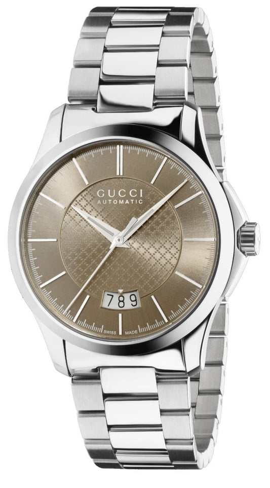 Gucci G Timeless Automatic Brown Dial Silver Steel Strap Watch For Women - YA126431A