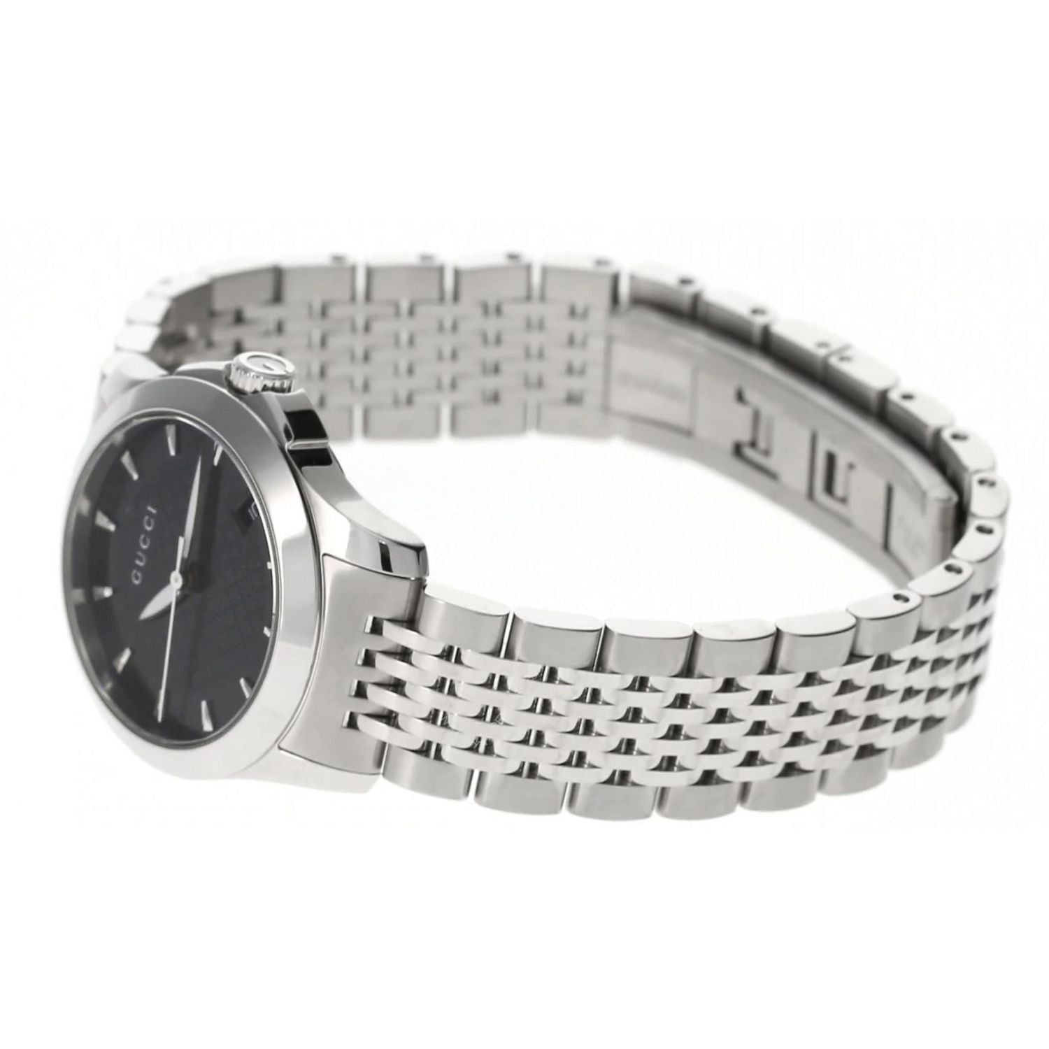 Gucci G Timeless Quartz Black Dial Silver Steel Strap Watch For Women - YA126502