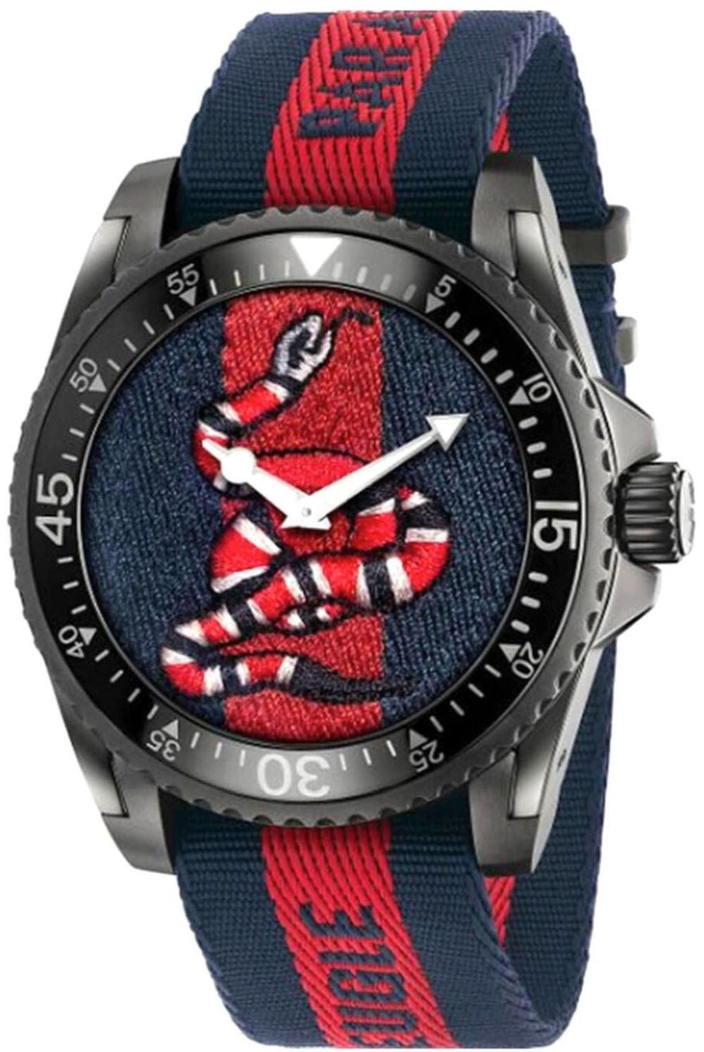 Gucci Dive Quartz Blue Red Dial Blue Red Nylon Strap Watch For Men - YA136214