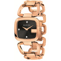 Gucci G Gucci Quartz Black Dial Rose Gold Steel Strap Watch For Women - YA125409