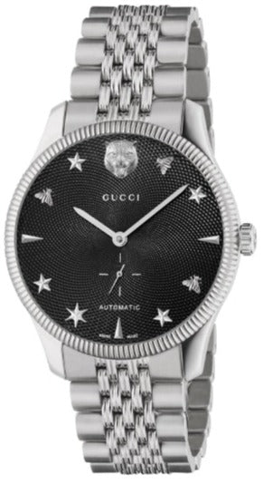 Gucci G Timeless Automatic Black Dial Silver Steel Strap Watch For Men - YA126353