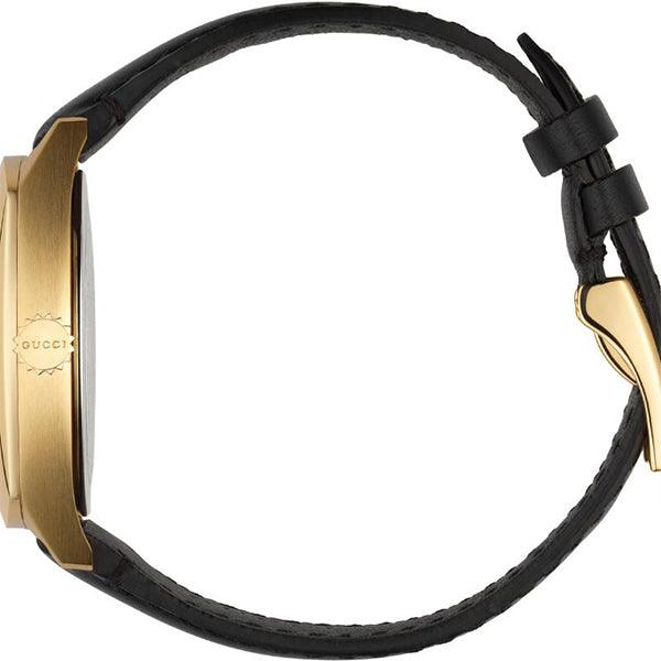 Gucci GG2570 Black Dial Black Leather Strap Watch For Women - YA142408