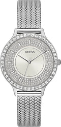 Guess Soiree Diamonds Silver Dial Silver Mesh Bracelet Watch for Women - GW0402L1