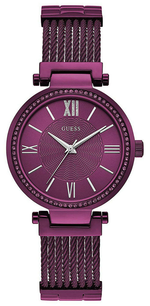 Guess Soho Pink Dial Stainless Steel Mesh Bracelet Watch For Women - W0638L6