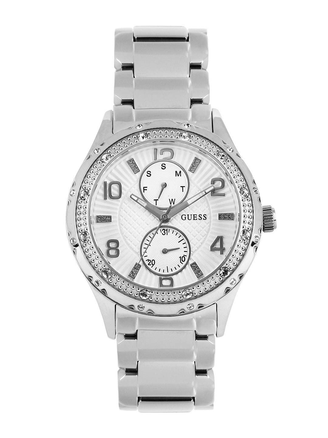 Guess Siren White Dial Silver Steel Strap Watch for Women - W0442L1