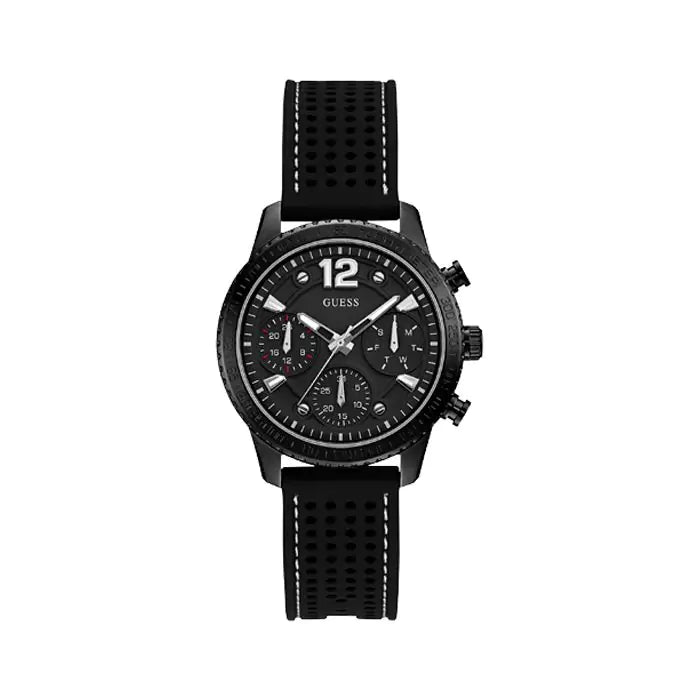 Guess Marina Chronograph Black Dial Black Rubber Strap Watch for Women - W1025L3