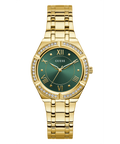 Guess Cosmo Diamonds Green Dial Gold Steel Strap Watch for Women - GW0033L8