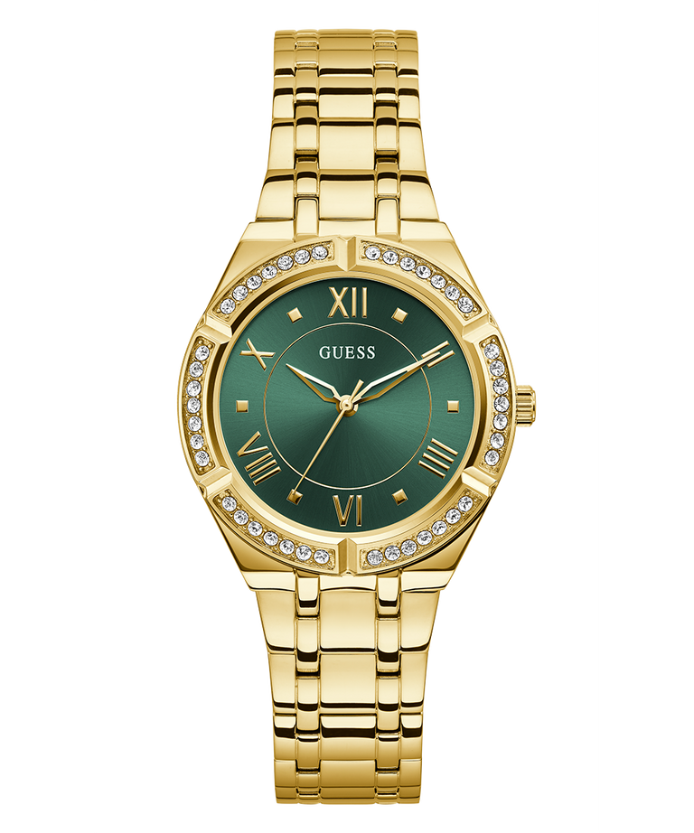 Guess Cosmo Diamonds Green Dial Gold Steel Strap Watch for Women - GW0033L8