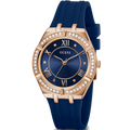 Guess Cosmo Diamonds Blue Blue Dial Blue Silicone Strap Watch for Women - GW0034L4