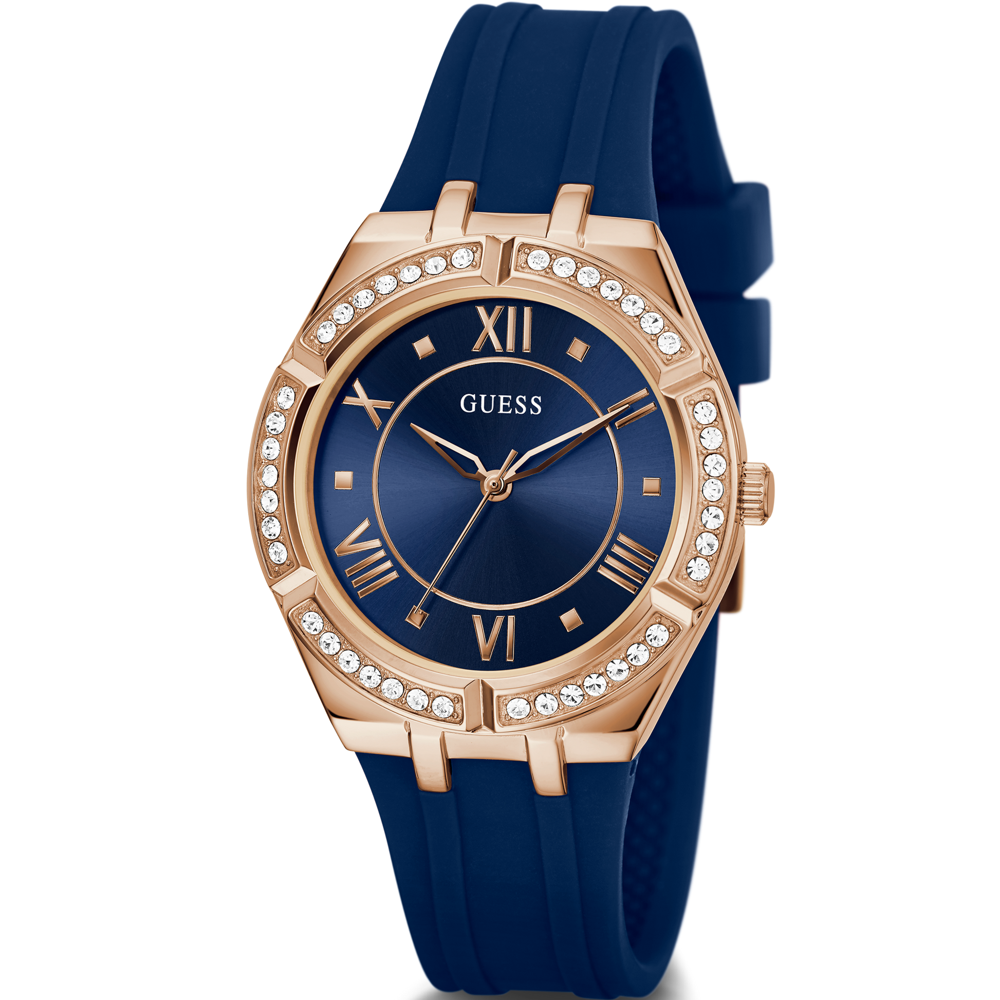 Guess Cosmo Diamonds Blue Blue Dial Blue Silicone Strap Watch for Women - GW0034L4