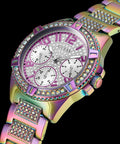 Guess Lady Frontier Diamonds Silver Dial Multicolor Steel Strap Watch for Women - GW0044L1