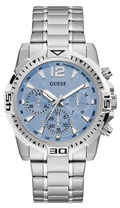 Guess Commander Chronograph Blue Dial Silver Steel Strap Watch for Men - GW0056G2