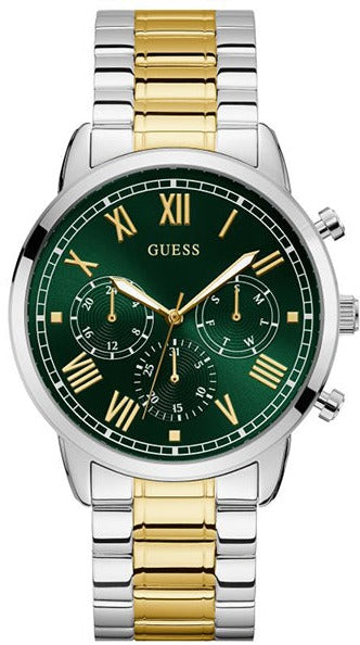 Guess Hendrix Green Dial Two Tone Steel Strap Watch For Men - GW0066G2