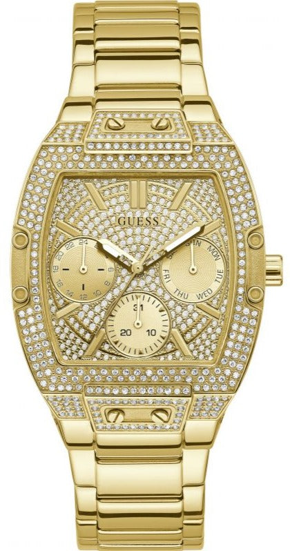 Guess Raven Diamonds Gold Dial Gold Steel Strap Watch for Women - GW0104L2