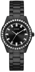 Guess Sparkler Diamonds Black Dial Black Steel Strap Watch for Women - GW0111L4