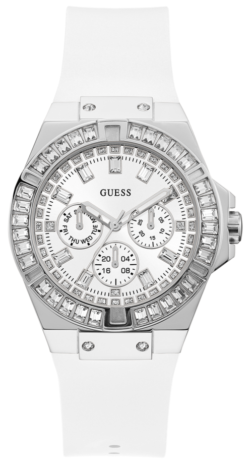 Guess Venus Diamonds White Dial White Rubber Strap Watch for Women - GW0118L3