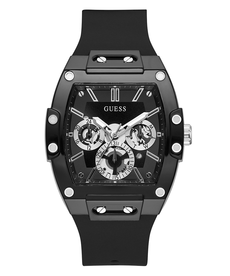 Guess Phoenix Multifunction Black Dial Black Rubber Strap Watch for Men - GW0203G3