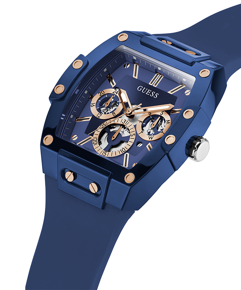 Guess Phoenix Multifunction Blue Dial Blue Rubber Strap Watch for Men - GW0203G7