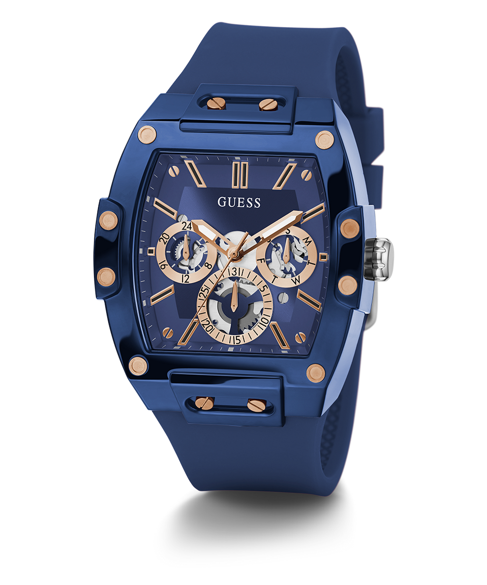 Guess Phoenix Multifunction Blue Dial Blue Rubber Strap Watch for Men - GW0203G7