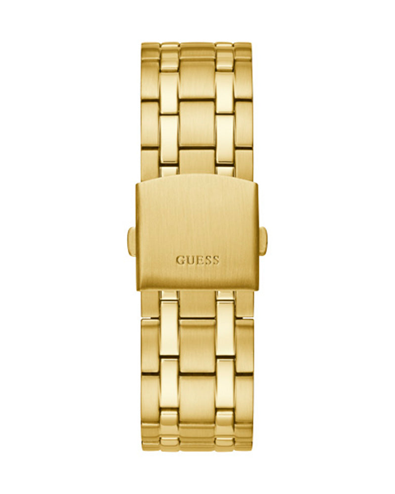 Guess Continental Black Dial Gold Steel Strap Watch for Men - GW0260G2