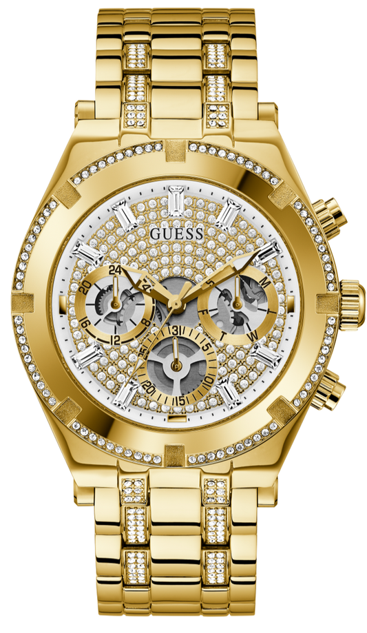 Guess Continental Diamonds Gold Dial Gold Steel Strap Watch for Men - GW0261G2