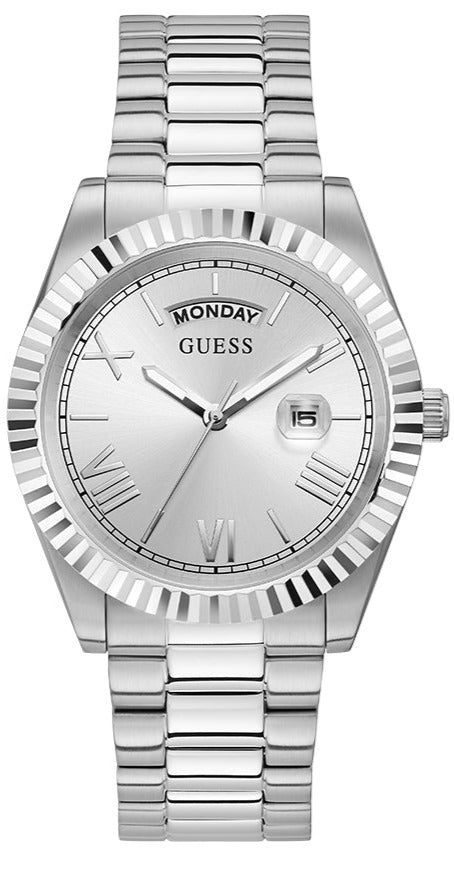 Guess Connoisseur Silver Dial Silver Steel Strap Watch for Men - GW0265G6