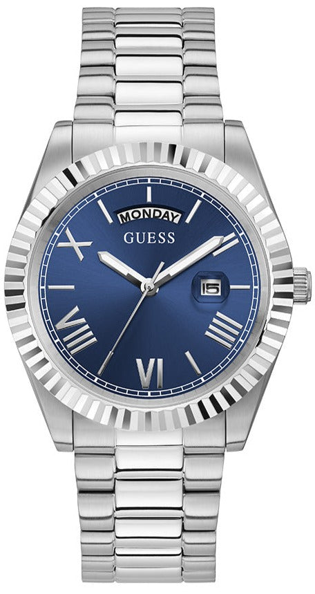 Guess Connoisseur Blue Dial Silver Steel Strap Watch for Men - GW0265G7