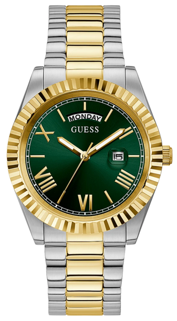 Guess Connoisseur Green Dial Two Tone Steel Strap Watch for Men - GW0265G8