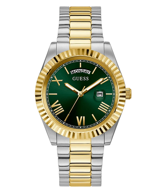 Guess Connoisseur Green Dial Two Tone Steel Strap Watch for Men - GW0265G8