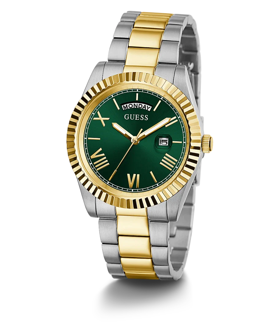 Guess Connoisseur Green Dial Two Tone Steel Strap Watch for Men - GW0265G8