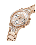 Guess Moonlight Multi Function Diamonds White Dial Rose Gold Steel Strap Watch for Women - GW0320L3