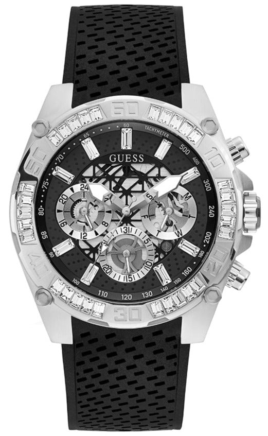 Guess Trophy Multifunction Black Dial Black Rubber Strap Watch for Men - GW0333G1